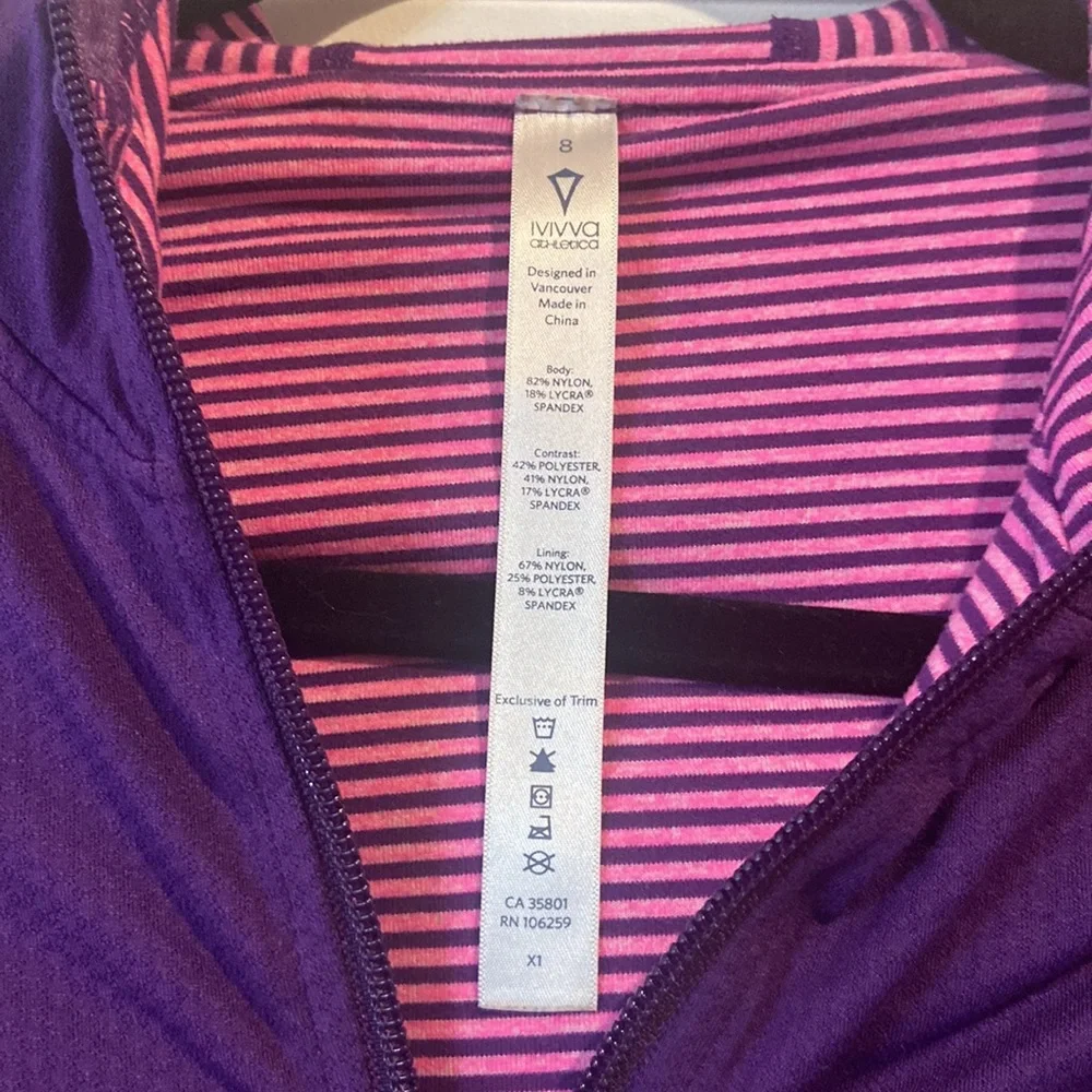 Girls Ivivva by Lululemon reversible hoodie full zip up purple & pink & purple